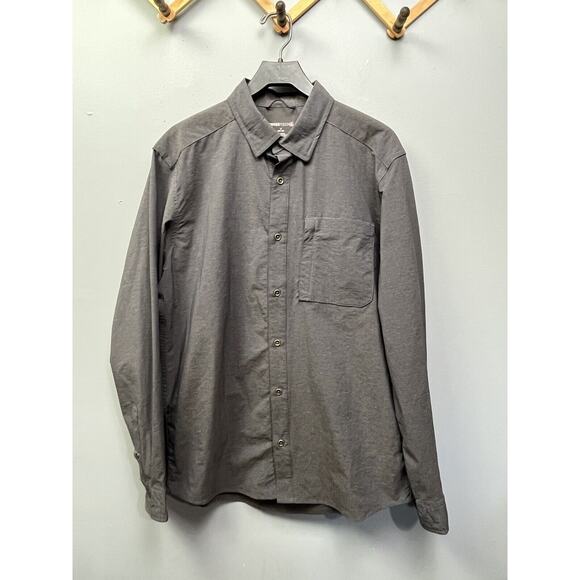 Swiss Tech Shirt Men Size Medium Long Sleeve Button Front Nylon Outdoors Grey - Picture 1 of 6